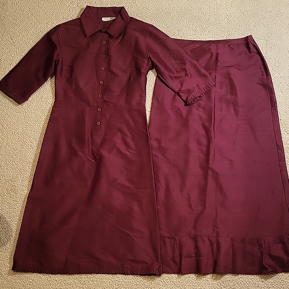100% Raw Silk Shirt Dress & Skirt